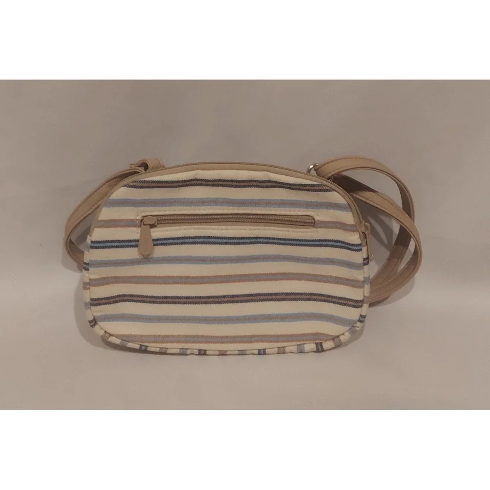 MultiSac Womens Blue Cream Tan Stripe Dynamic Mini Crossbody Bag NWT